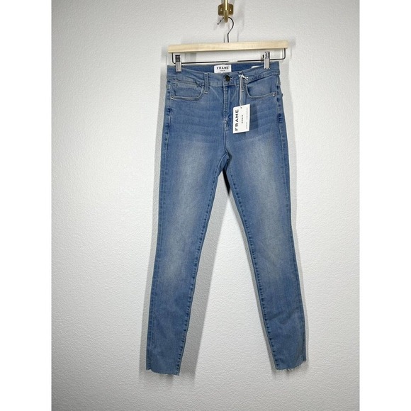 Frame Le High Skinny Jean Size 26 Raw Edge Hem Europa Wash - Picture 1 of 5
